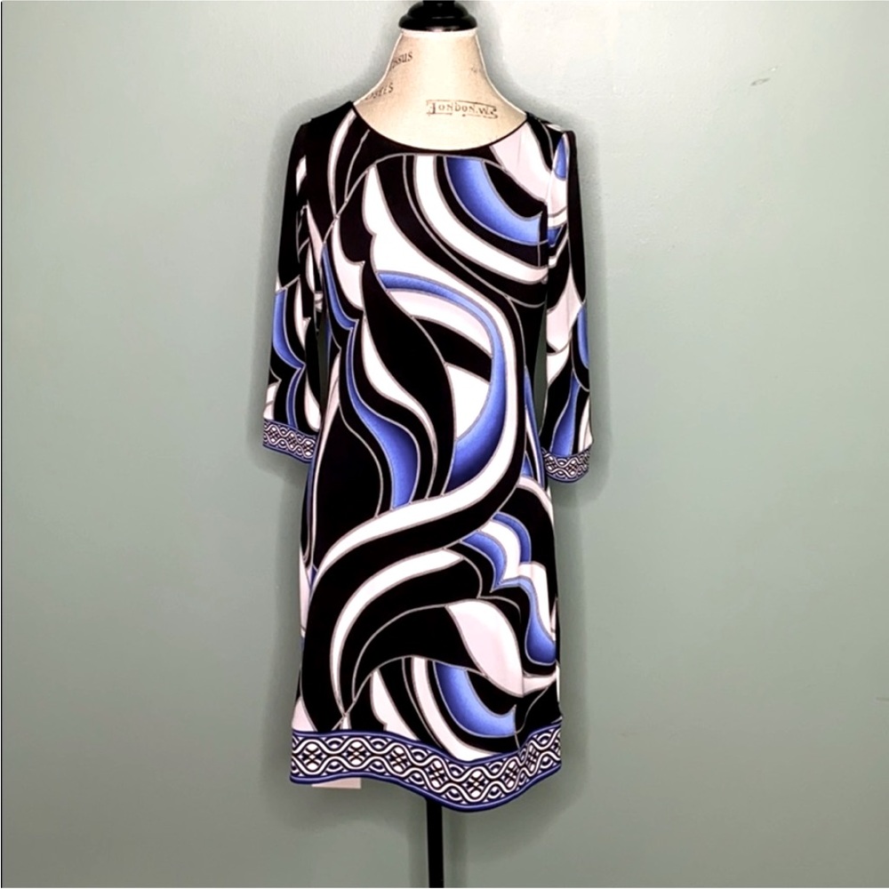 White House Black Market blue and black dress
